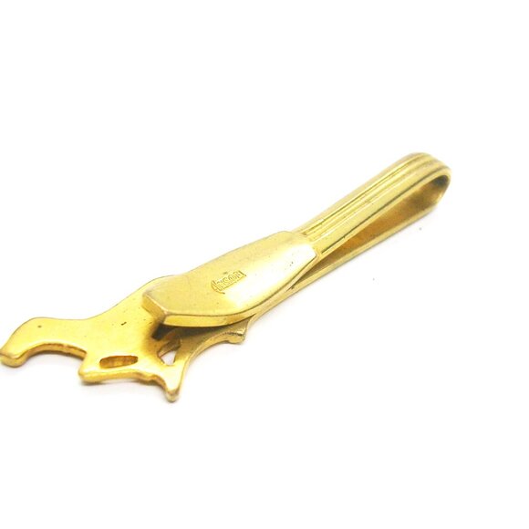 Vintage Tie Bar Money Clip Hunting Dog Pointer gold tone Necktie Holder - Picture 3 of 3